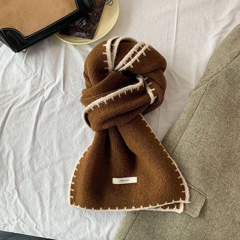 Warm Winter Classic Elegant Versatile Solid Color Beige Thickened Scarf Warm Cold-proof Neck Warmer Shawl