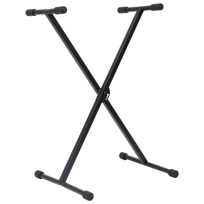 VidaXL Ensemble de support de clavier et de tabouret Noir
