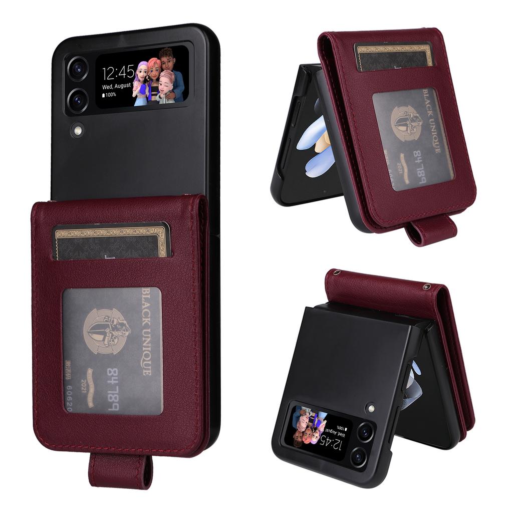 Para Samsung Galaxy Z Flip4 5G Capa com Slots para Cartão Capa de Telefone em Couro PU