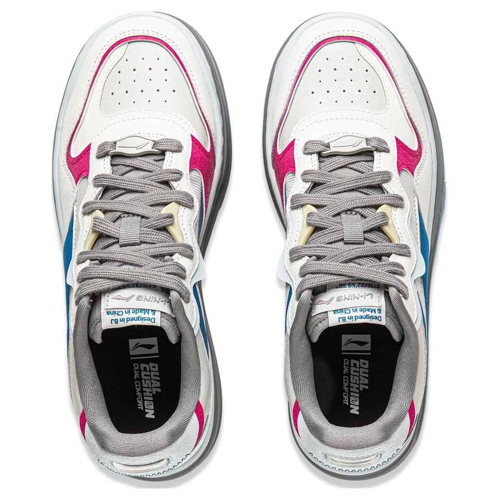 New LiNing Future C1 Slip Resistant Cushioning Abrasion Resistant Support Low top Casual Shoes Women's White Gray Pink AGCU032-14