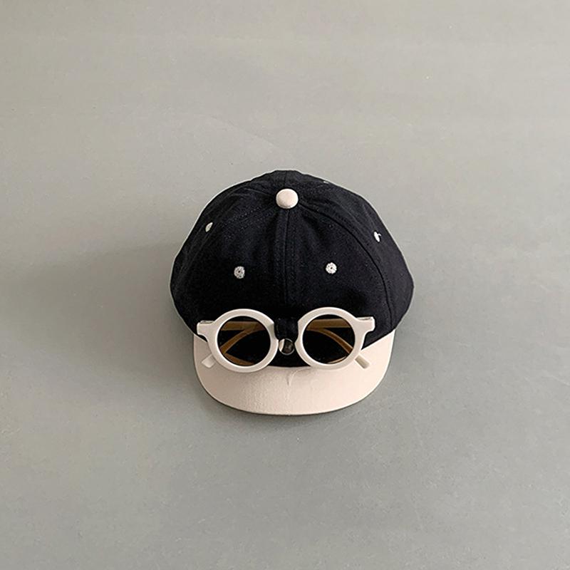 

Милая детская бейсболка, съемные солнцезащитные очки, мультяшная пэчворк, детская кепка с козырьком, летняя детская шляпа от солнца чёрный