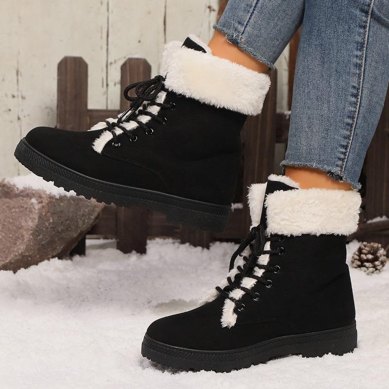 Snow boots winter new thick heel piled thickened strap large size 44 fluffy snow boots