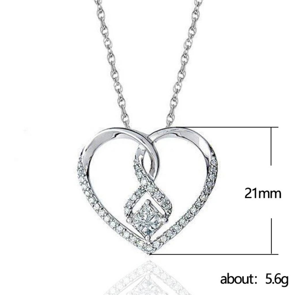 Intertwined Double Heart Cubic Zirconia Pendant Necklace