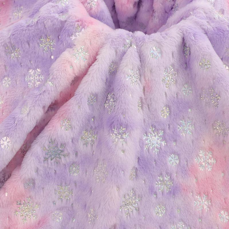 Snowflake Velvet Plush Toys & Accessories Fabric with Tie-Dye and Silver Highlights
