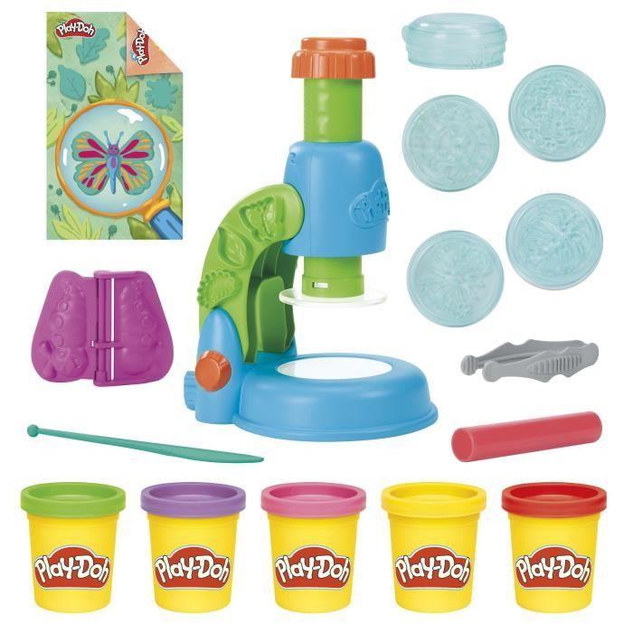 Play-Doh Mon petit microscope, pâte a modeler, 9 accessoires et 5 couleurs, loisirs créatifs, Classique, des 3 ans