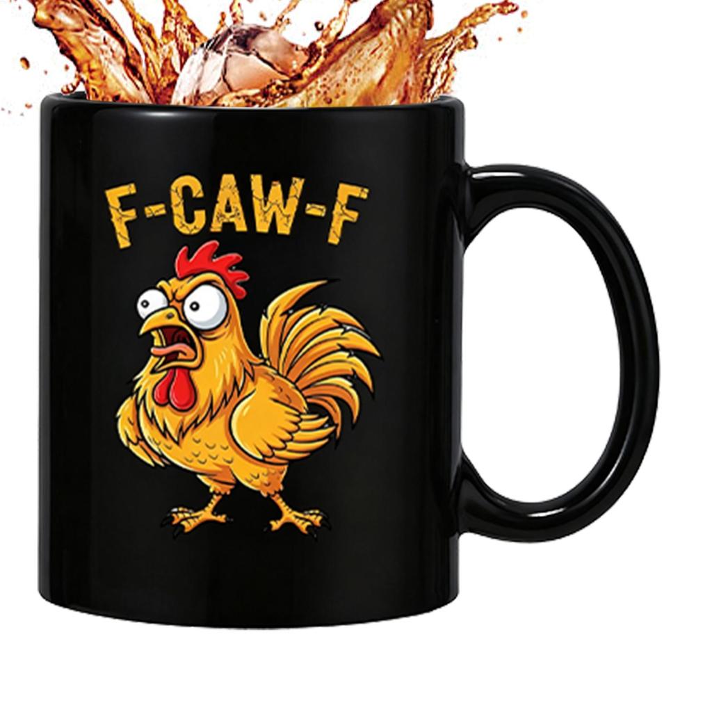 Chicken Style Mug Ceramic Hot Coffee Cup F-Caw-F Chicken Pattern Mug Ceramic Farmhouse Themed Coffee Mug Animal Tea Cup