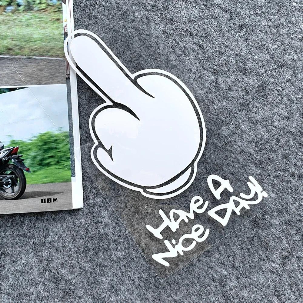 Motorcycle Stickers HAVe A Nice DAY ! Middle Finger Refletor Accessories Decals for Honda PCX125 Yamaha R1 Kawasaki Z900