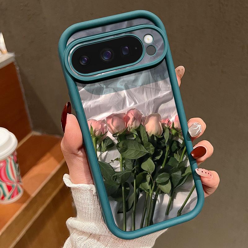 Oil Painting Rose Flowers Pattern Phone Case For Google Pixel 8 7 Pro 8A 9 Pro XL Candy Color Soft TPU Silicone Shockproof Cover For Pixel 9 8 7 Pro