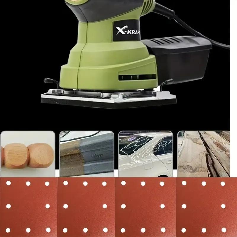 10pcs 110x 115mm 8-hole sandpaper, velcro backing and 8-hole design suitable for orbital sander, used for sanding and polishing