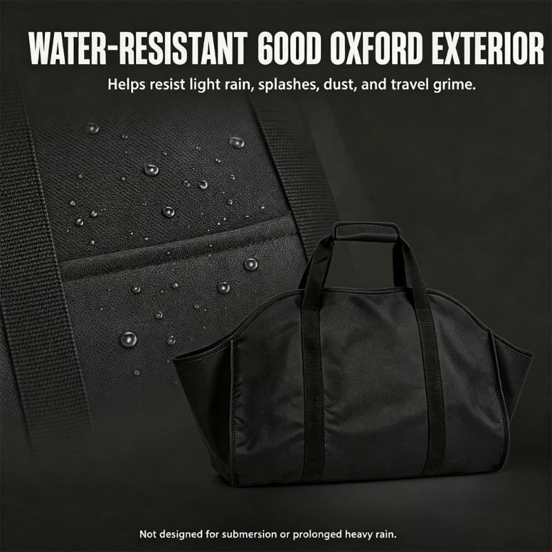 Folding Firewood Bag with a Broad Opening and Reinforced Handles for Hearth, Fire Pit, Camping, and Cabin Wood Transport