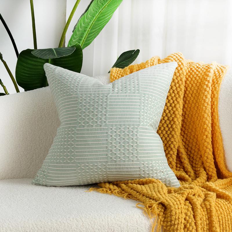 45X45Cm Single Pillowcase Without Core Simple Modern Geometric Pattern Cotton Thread Woven Jacquard Pillowcase Single Pillowcase Without Core