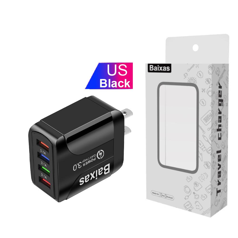 Colorful 4-Port USB Travel Charger, 5V/2.4A Fast Charging, New Model, Australian Standard