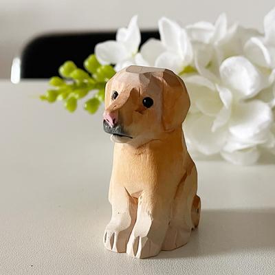 Figurina di Cane in Legno Scultura a Mano Statuetta Cane Piccolo Statuetta Cane Rustica da Collezione Scultura Cucciolo per Arredamento Casa Scrivania Ufficio