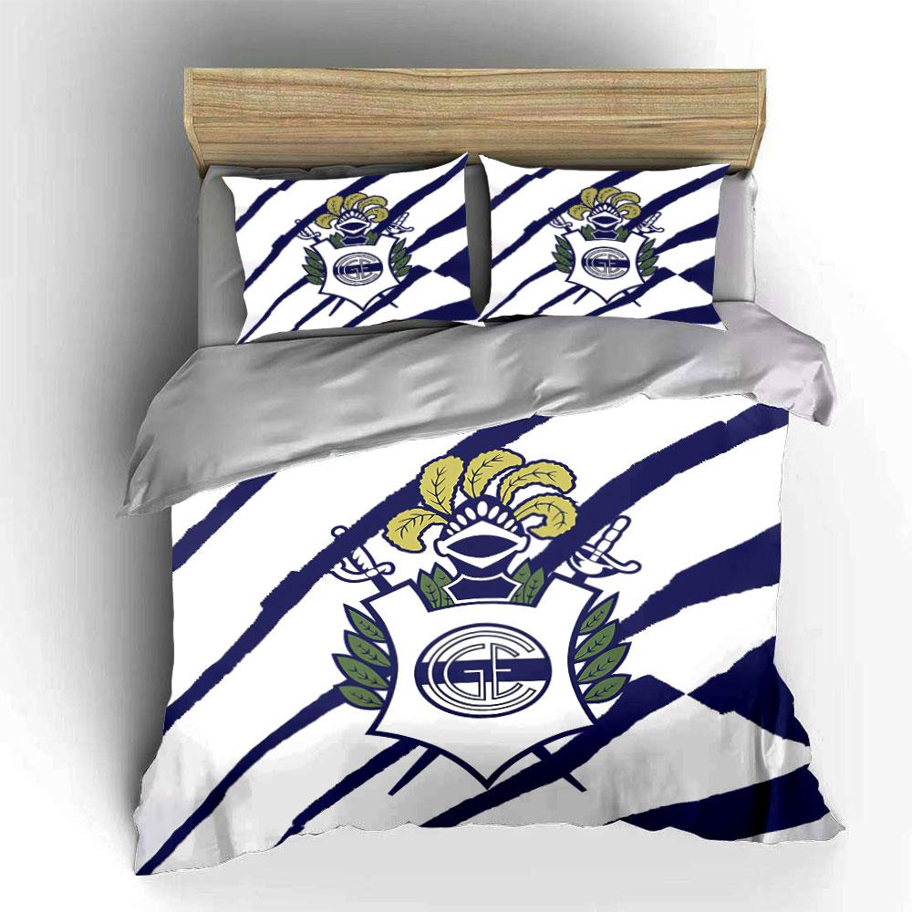 Striped Bedding with Crest Logo Bedding Duvet Cover Set Duvet Cover Pillowcases (1 * Duvet Cover 2 * Pillowcases, Without Duvet Insert)