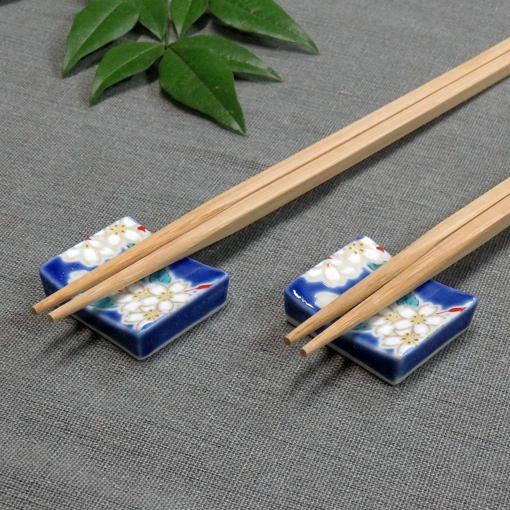 Stylish Kutani Ware Chopstick Rest Pair Cherry Blossom Made In Japan Set, Design, Ceramic,