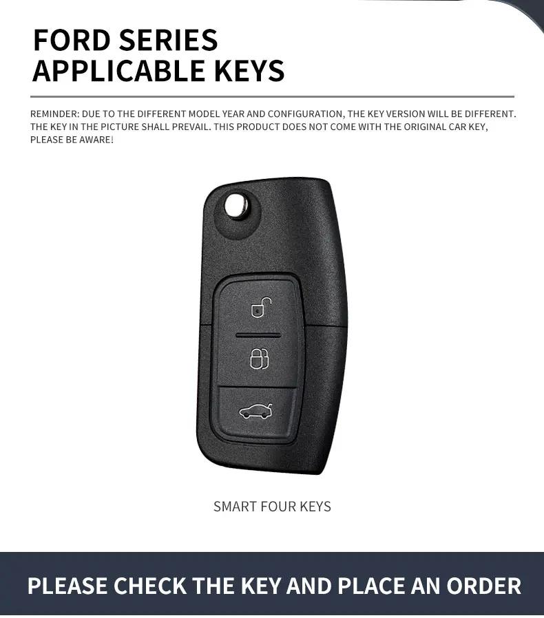 Autoaufkleber 2025 Heißes Leder Auto Schlüsselanhänger Hülle Schlüsselanhänger Schutzschale für Ford Fiesta Focus 2 C-Max Ecosport S-Max Fusion Mon