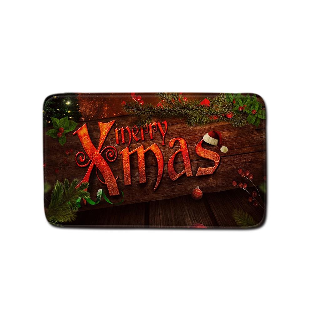 Christmas Home Shower Curtain Polyester Cloth Four-Piece Toilet Floor Mat Bathroom Non-Slip Door Mat Bedroom Carpet