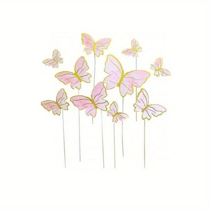 Mixed Size Butterfly Cake Decoration, 3D Pink and Purple Butterfly Paper Cupcake Decoration, Birthday and Wedding Party Supplies