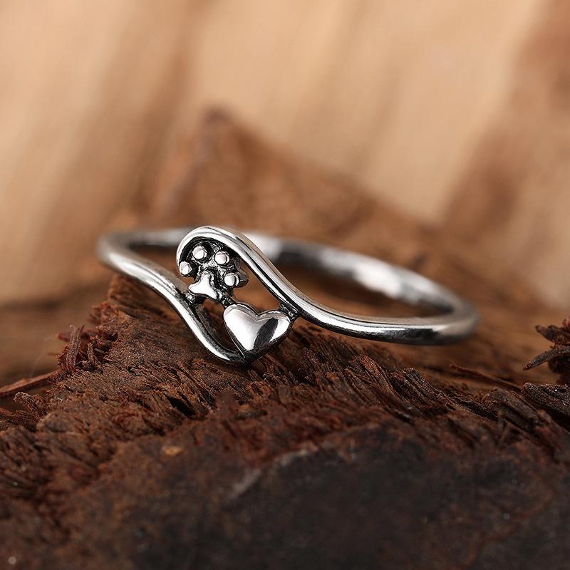 European and Korean Cat Paw Heart-shaped Ring for Women Cute Everyday Rings Fashion Trends