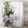 Zen Bamboo Orchid Water Garden Shower Curtain Machine Washable All Season Waterproof Privacy Protection Nature Design Peaceful