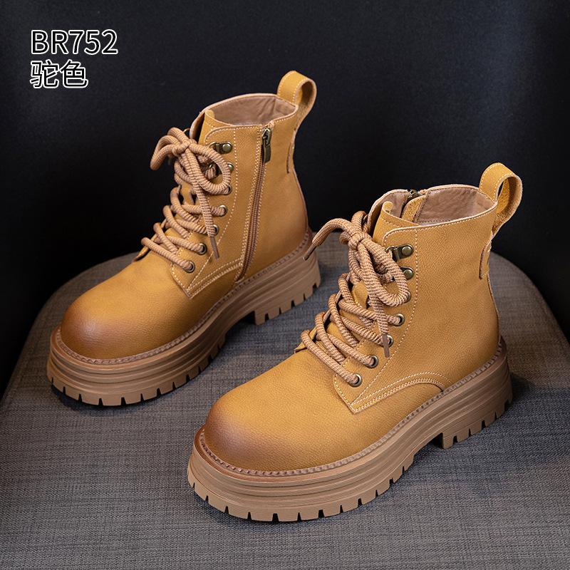 Britische Martin-Stiefel mit dicker Sohle Neue Retro-Rhabarberstiefel Lokomotive Kurzstiefel für Herbst und Winter