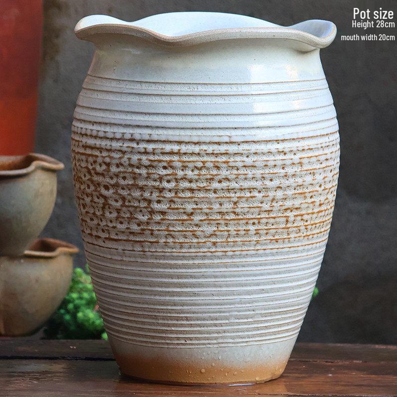 Handmade Large Purple Clay Ceramic Pot for Succulents and Bougainvillea – Breathable, Coarse Pottery Design for Living Room.