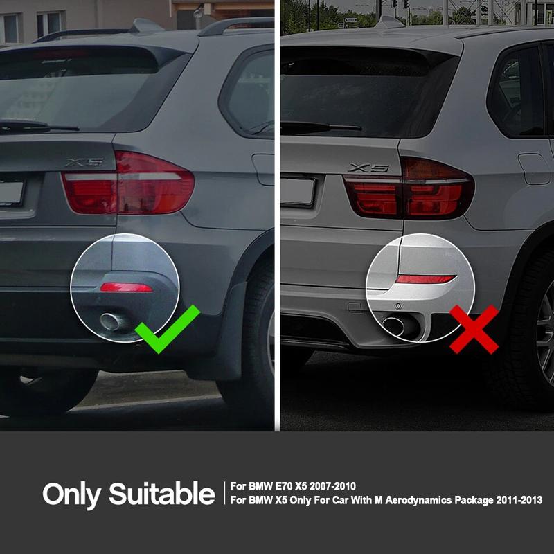 2PCS For BMW E70 X5 2007 2008 2009 2010 Smoked/RED Rear Bumper Reflector Brake Light shell cover housing without bulb