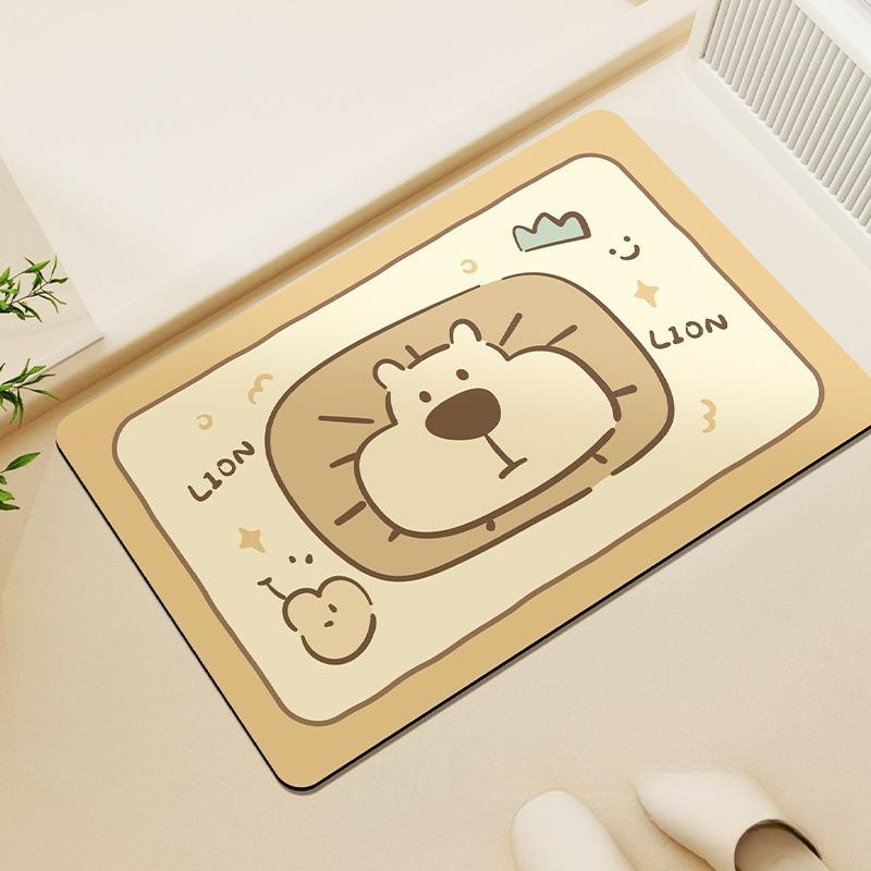 Cute Teddy Bear Simple Stroke Printed Carpet Cartoon Animal Living Room Bedroom Door Mat Home Decoration Carpet