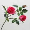 3 Branch Mini Rose Heads Artificial Flower Bouquet Faux Rose Bouquet with Stem for Wedding Party Home Office Floral Arrangement Table Decor