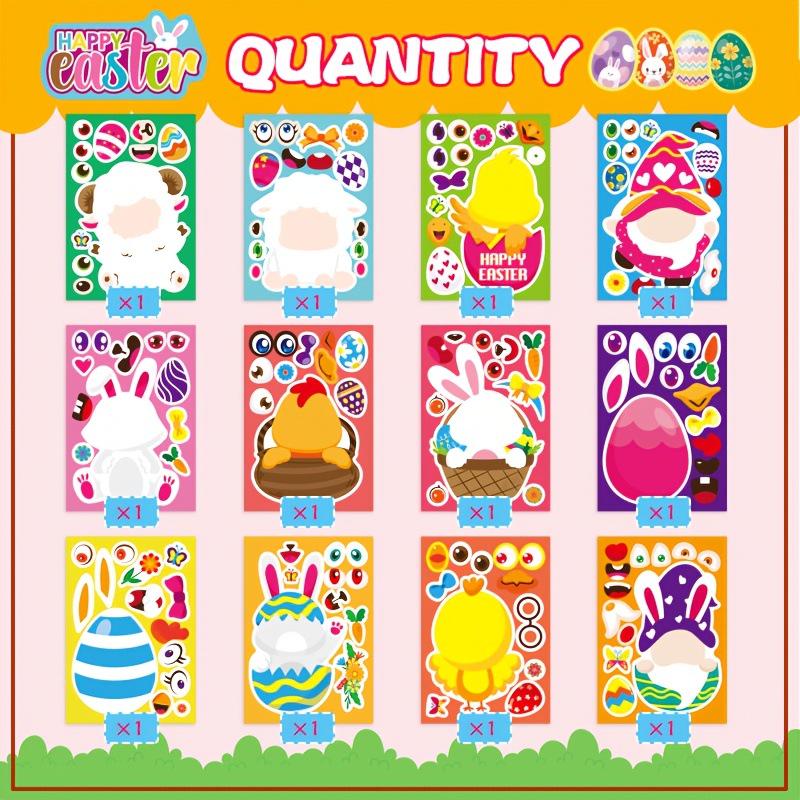 Anime-Inspired Easter Puzzle: Cute Cartoon Animal Face Stickers for Kids & Parents