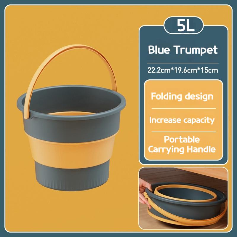 5/10/17L Portable Folding Bucket Multifunctional Thickened Silicone Bucket for Car Washing and Fishing Camping Folding Bucket