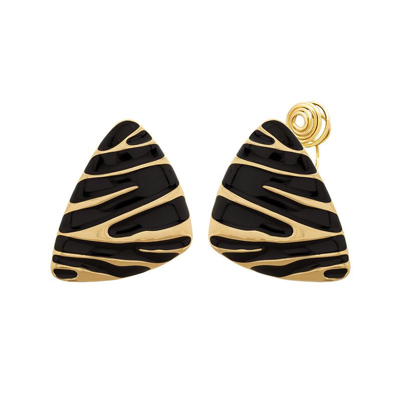 Fashionable Metal Geometric Enamel  Earrings Simple Mosquito Ear Clips