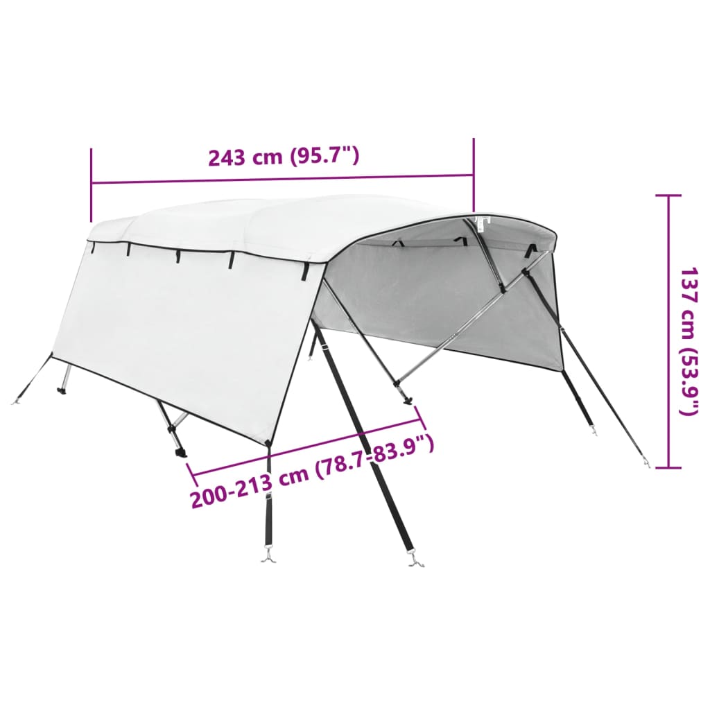 4 Bow Bimini Top with Side Panels 243 x (200 213) x 137 cm