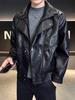 Men's Trendy Faux Two-Piece Leather Motorcycle Jacket - Autumn/Winter Casual, High-End Feel, Stylish and Handsome