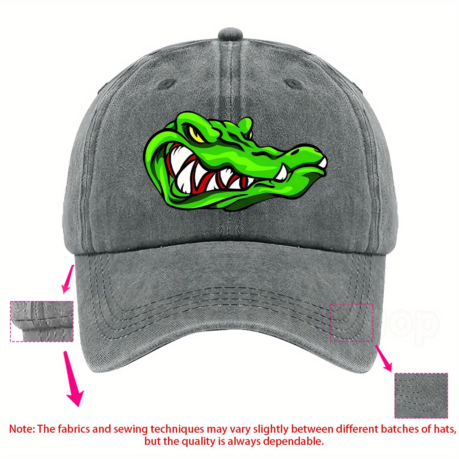 

Angry Green Alligator Head Print Baseball Cap Polyester Adjustable Casual Outdoor Unisex Adult Cap One Size