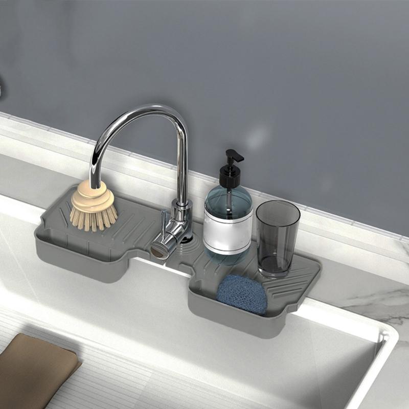 Kitchen Sink Splash Guards Drying Rack and Soap Holder Kitchen Sink Supply Faucet Splash Mats,Bathroom