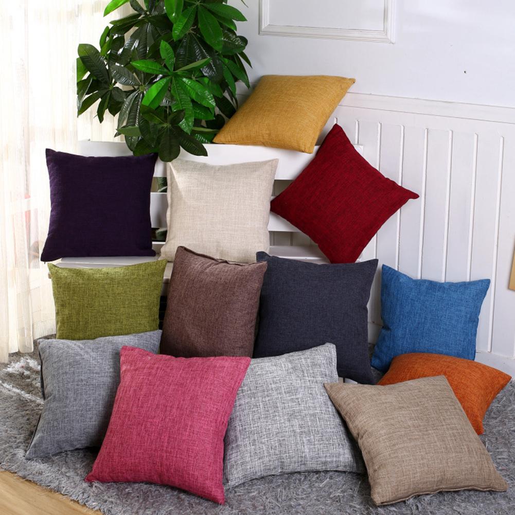 Solid Color Throw Pillow Cover 45x45cm Polyester Pillowcase Car Sofa Home Waist Cushion Cover Decoration Pillows Case
