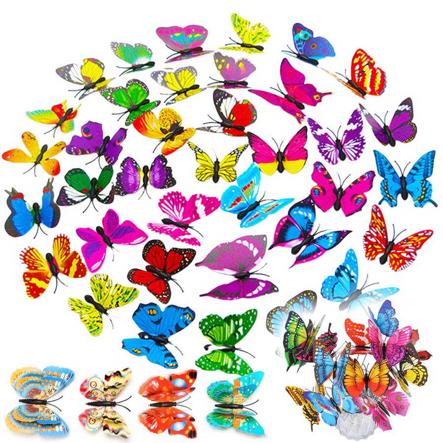 12/24/48pcs Color Butterfly Magnetic Stickers Reusable Refrigerator Decor DIY Wall Decals Home Decoration Accessories