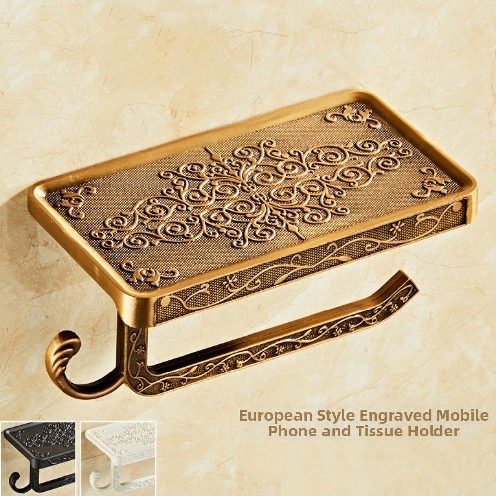 Vintage Toilet Paper Holder Wall-Mounted Mobile Phone Rack Easy Install Tissue Roll Rack  Toilet