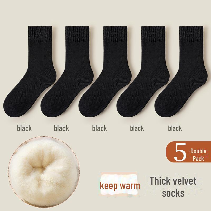 

Жіночі шкарпетки середньої довжини з теплої кашемірової вовни для осені та зими - Товсті, безшовні, з велюровою підкладкою, шкарпетки для підлоги