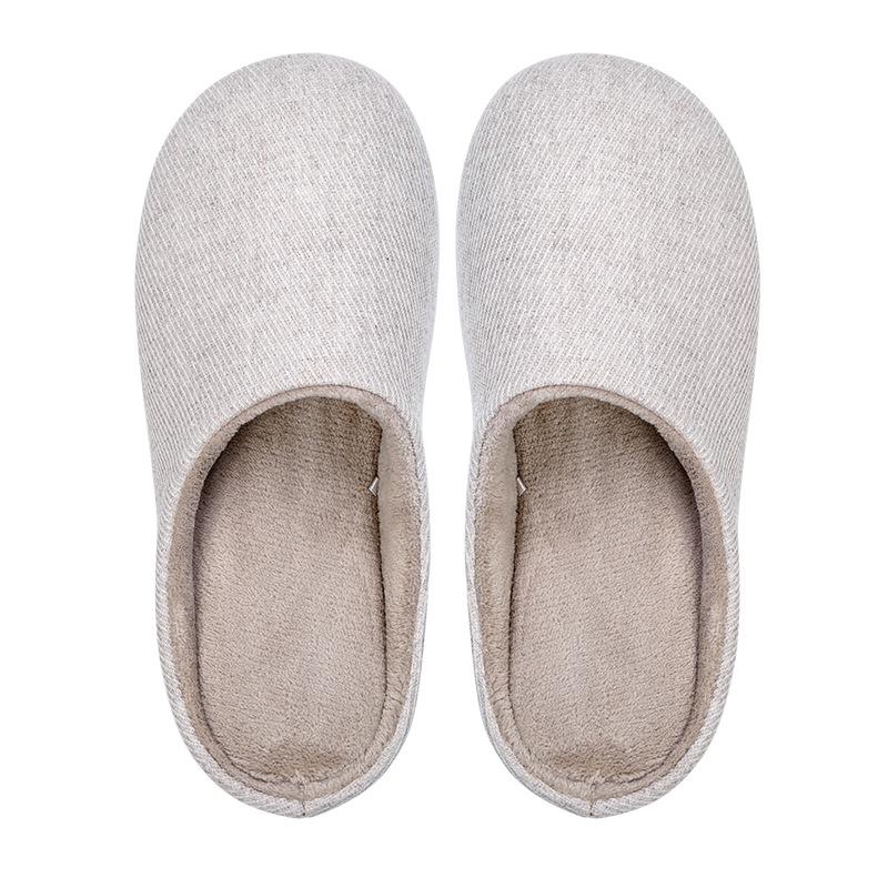 Japanese autumn and winter new plain home indoor wooden floor non-slip men and women couple wool warm cotton slippers