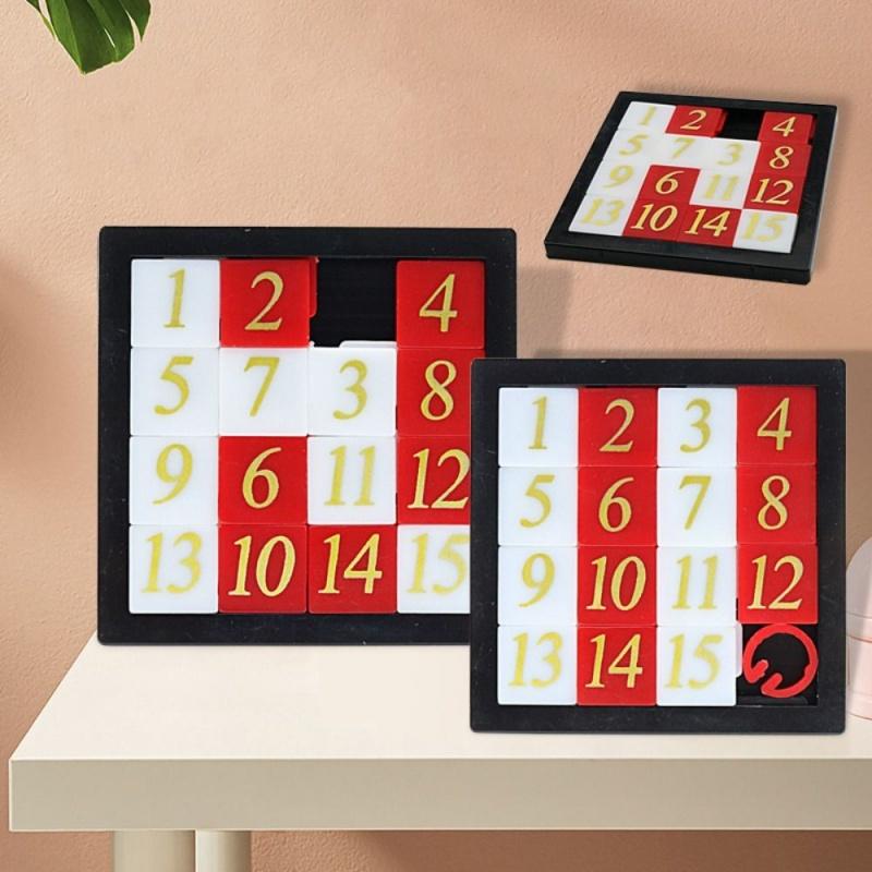 5pcs Sliding Numbers Puzzle Huarong Road Brain Teaser IQ Test Educación Montessori Creative Learning Educational Toys For Kids