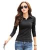 Spring And Autumn 2024 New Slim Lapel T-shirt Women's Long Sleeve Korean Solid Color Top Bottoming Shirt