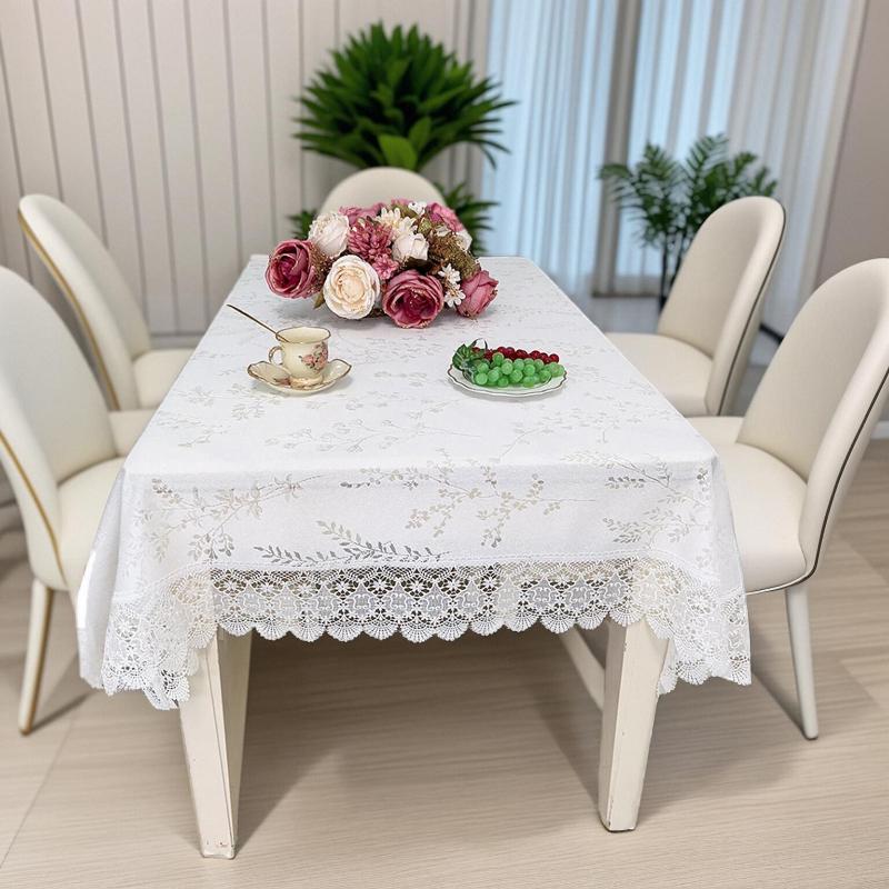 French Retro Hollow Lace Tablecloth White Circular Dining Table Cloth Princess Style Bedroom Dressing Tablecloths Photography Props Decorative Cloth