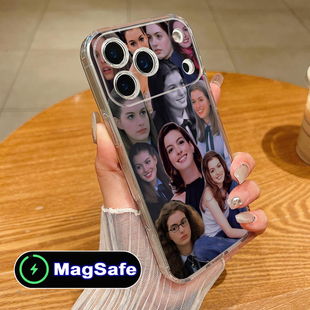 Anne Hathaway Mobile Phone Case for iPhone 17 16 15 14 13 12 11 Air Pro Max Plus Mini Magsafe Clear Colorful Cover Cover Pretty