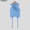 INCERUN Men Sexy Sleeveless Hollow Out Slim Party Fitted Short Tank Tops