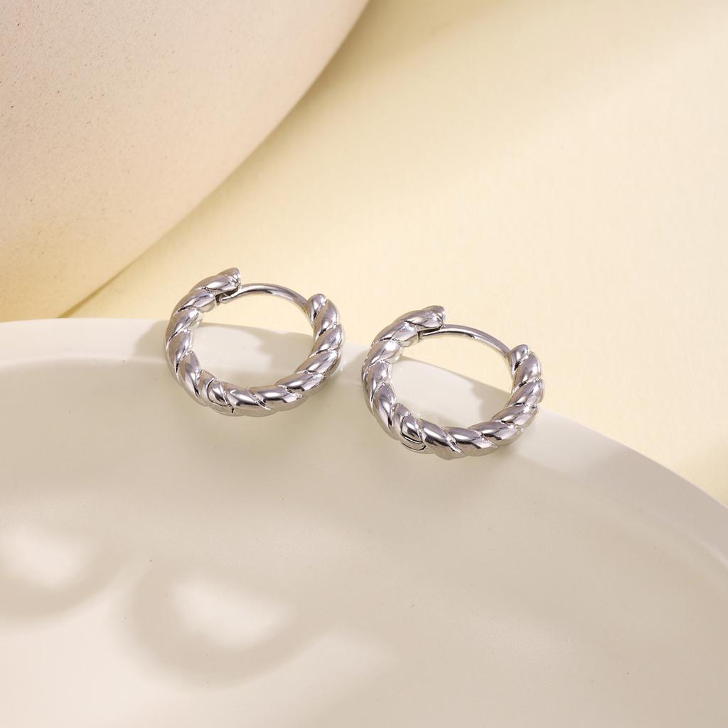 Nidin Trendy S/M/L Size Twisted Small Hoop Earrings For Women Minimalist Lightweight Comfortable Daily Wear Fashion Ear Jewelry