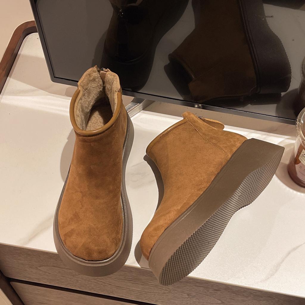 British Style Thick-soled Cigarette Boots Women's 2025 Autumn and Winter New Velvet Suede Martin Boots Short Thin Boots Short Boots