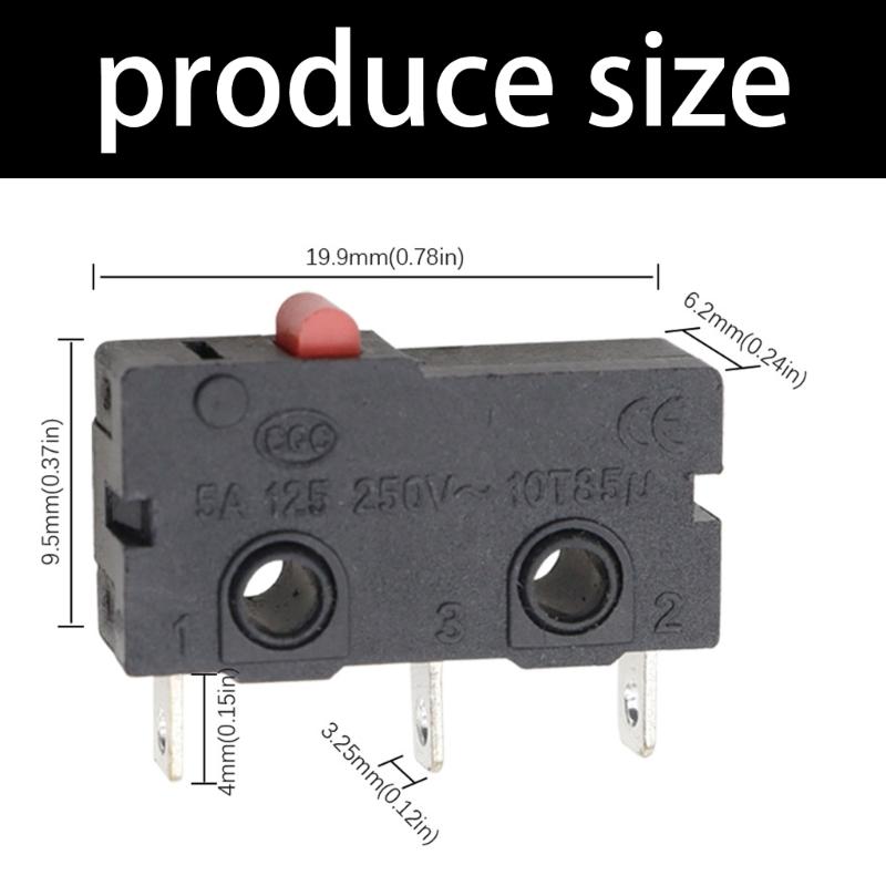 Limit Control Microswitch Assembly, KW11 KW12 Contact Button Unit with Black Housing and 5A 125V 250V Rating Body