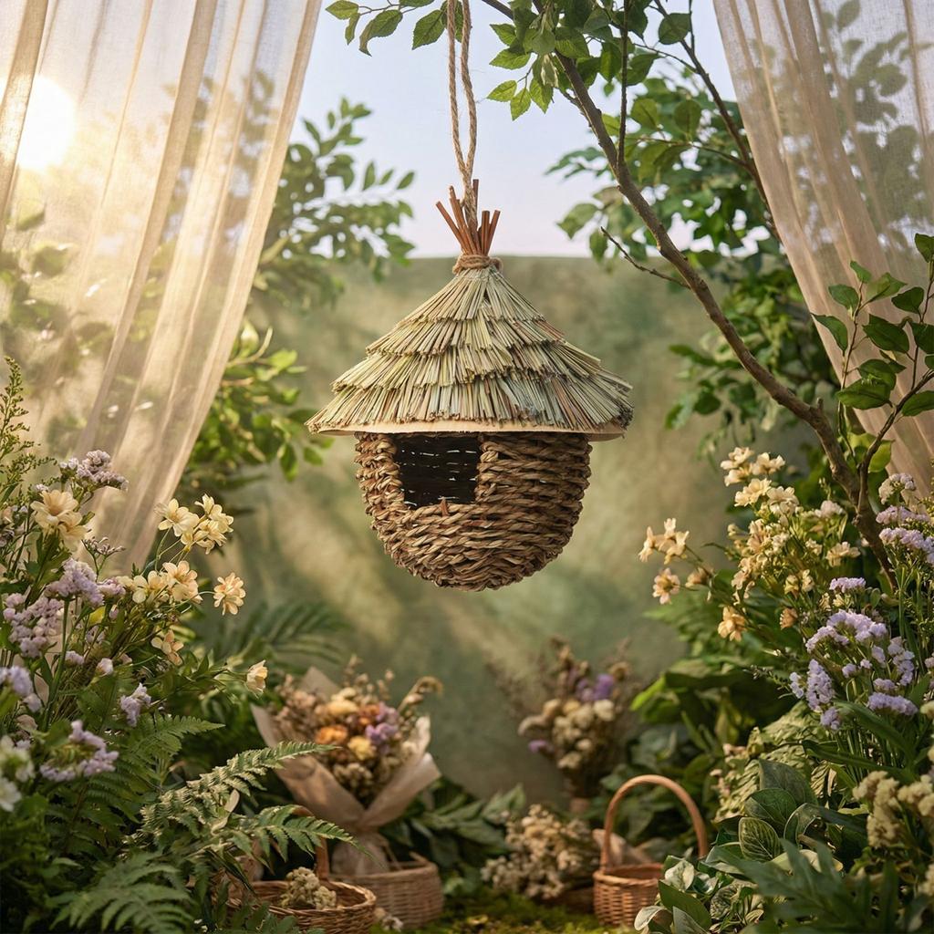 House Outdoor Hanging Bird House Straw Bird House Natural Bird House